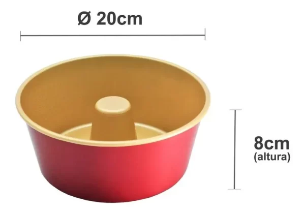 Forma para Bolo Redonda nº20 com tubo Antiaderente Vermelha - Image 2