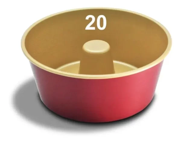 Forma para Bolo Redonda nº20 com tubo Antiaderente Vermelha