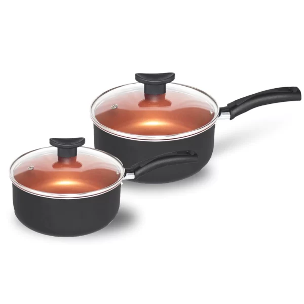 Jogo De Panelas Antiaderente 10 Pçs Kit Conjunto Teflon Tampa de Vidro Várias Cores Durável Moderna - Image 3