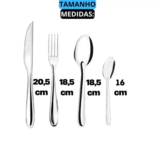 Jogo de Talheres 48 peças Aço Inox 12 Facas 12 Garfos de Mesa 12 Colheres e 12 Colheres de Sobremesa - Image 2