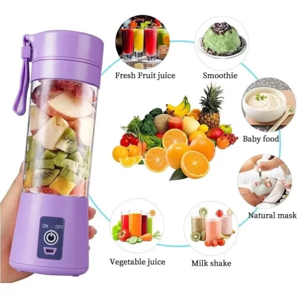 Mini Liquidificador Portátil Shake 6 Laminas + Cabo USB-SE3095
