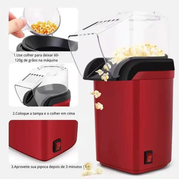 Pipoqueira Elétrica Ar Quente Máquina Fazer Pipoca Sem Óleo 110V ou 220V - Image 2